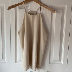 Cream tank halter top flowy Small